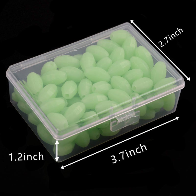 OROOTL Glow Beads Fishing Saltwater, 100pcs Hard Plastic Luminous Fishing Beads Green White Fish Beads Assortment Oval Egg Bead Lures Sea Fishing Tool - Image 5